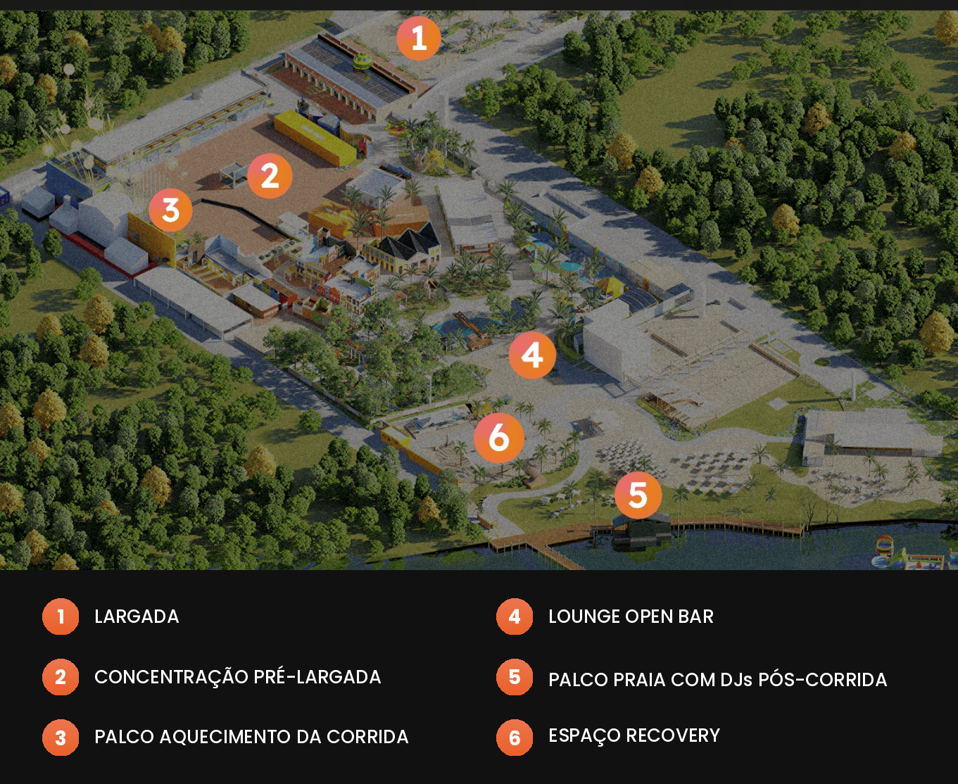 Mapa do Na Praia Parque — estrutura completa para o day use